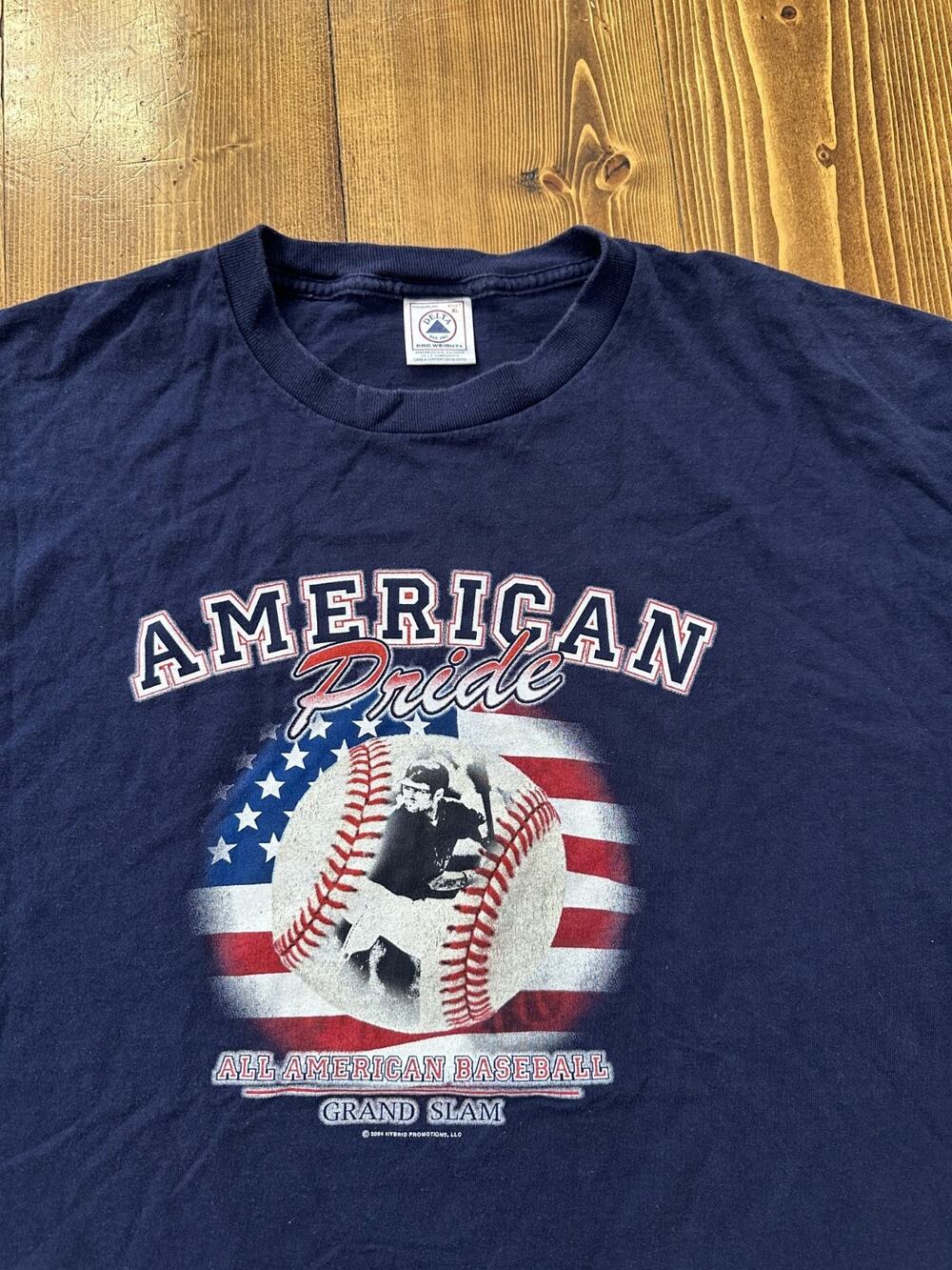 Vintage American Pride Shirt Mens Medium All American Baseball Grand Slam 2004